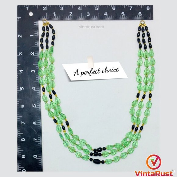 Green Multilayers Beaded NecklaceGreen Glass Stones Beaded Necklace - Picture 8 of 10